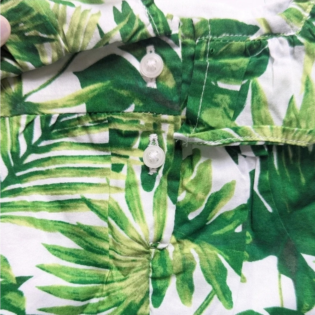 Janie and Jack Palm Leaf Bubble Romper Green Banana Leaf Print | Baby Size 3-6M