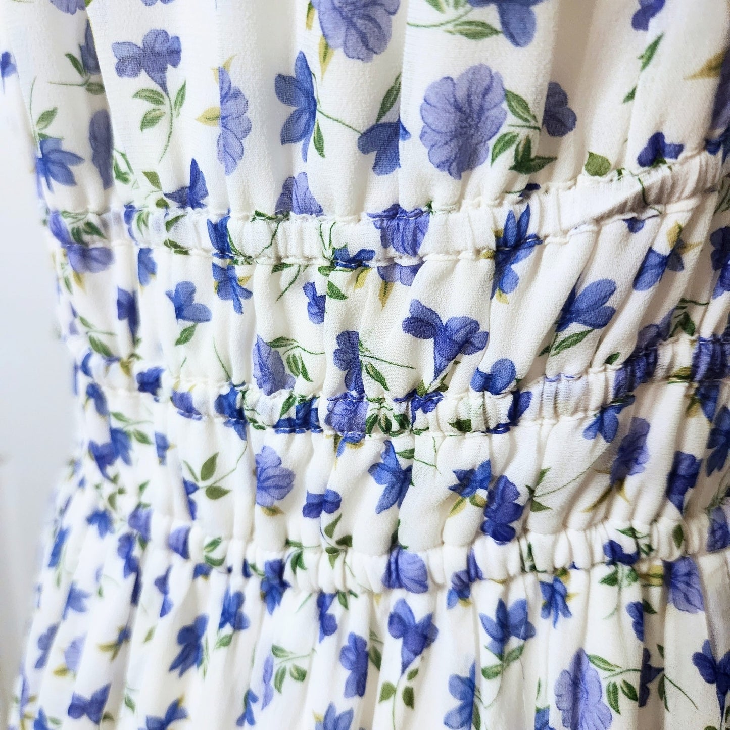 Shoshanna Helena Dress | Blue Floral Midi Sleeveless Viscose | Women's 8