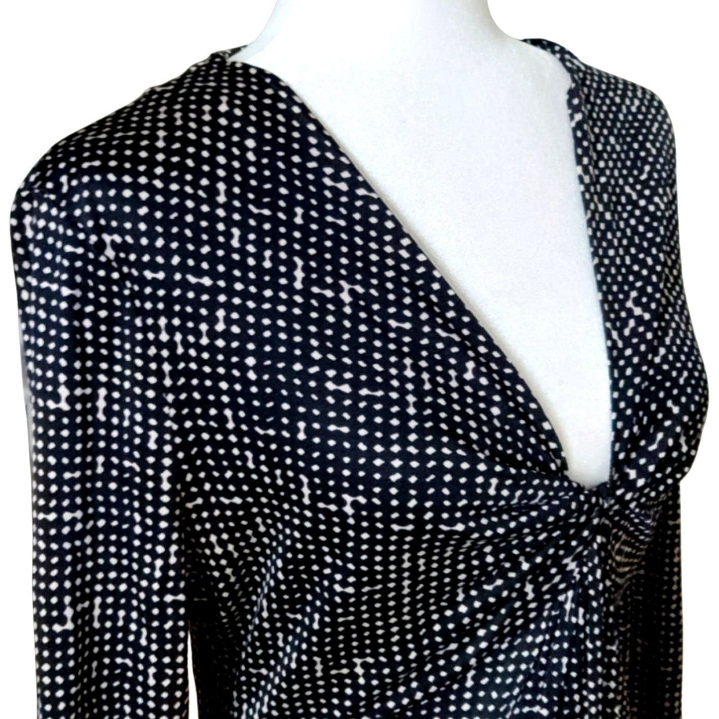 100% Silk Jersey Dress | Black & White Dot Print | Women's M