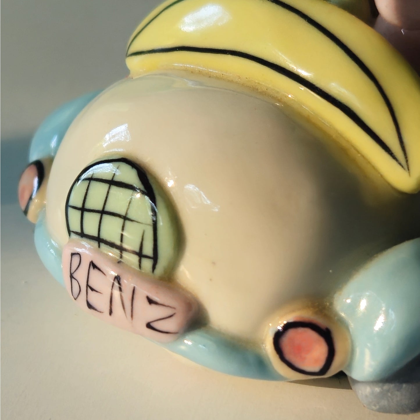 Vintage Ceramic Elephant Car Figurine