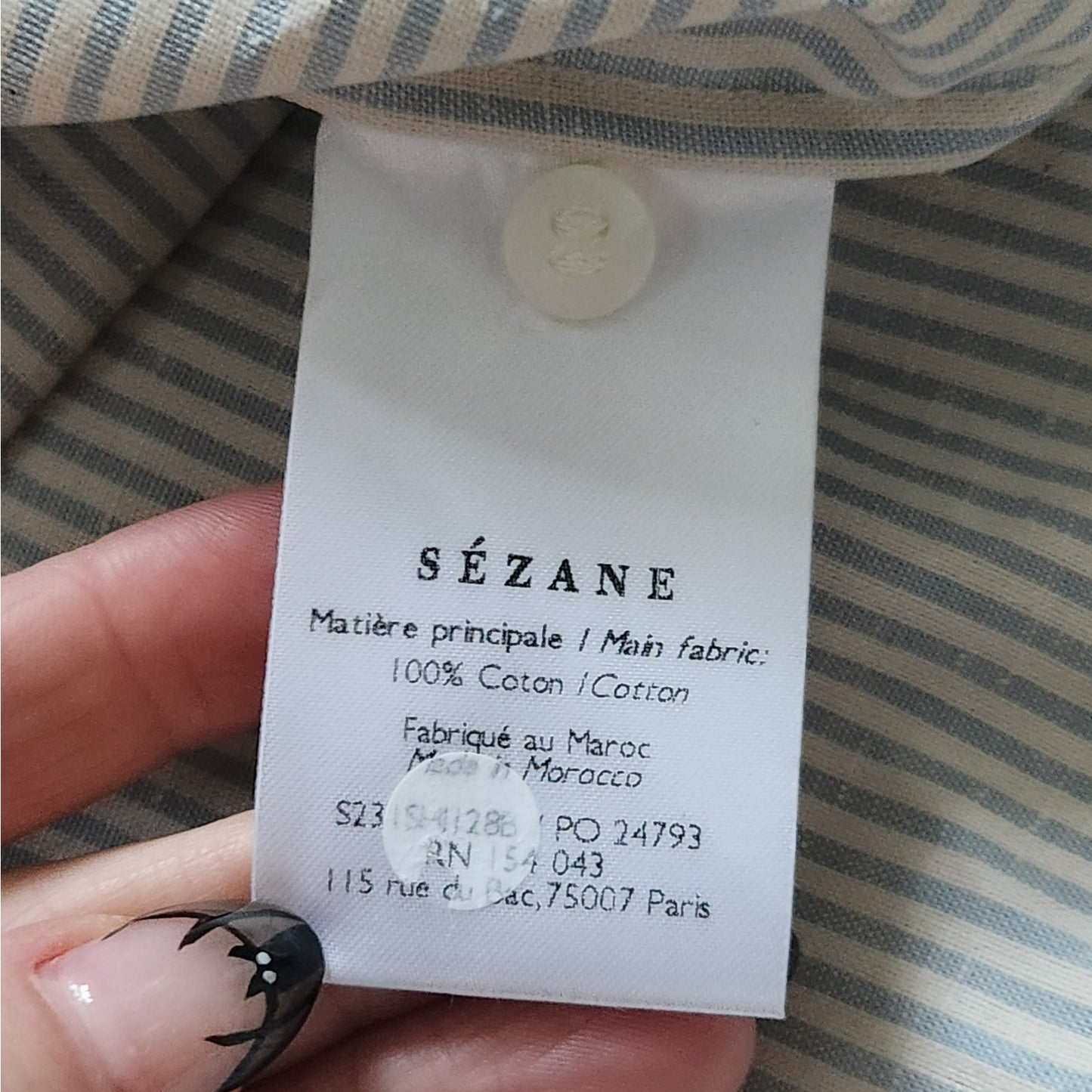 Tomboy Shirt – 100% Organic Cotton, Contrasting Blue Stripes - Women's 6 US | 38 EU