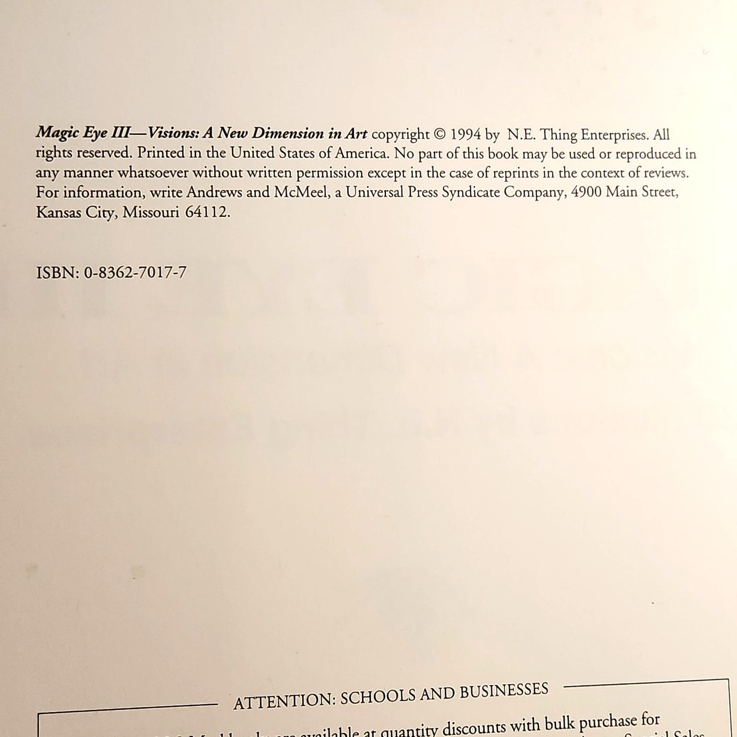 Magic Eye III: Visions – A New Dimension in Art | 1994 3D Illusions Book
