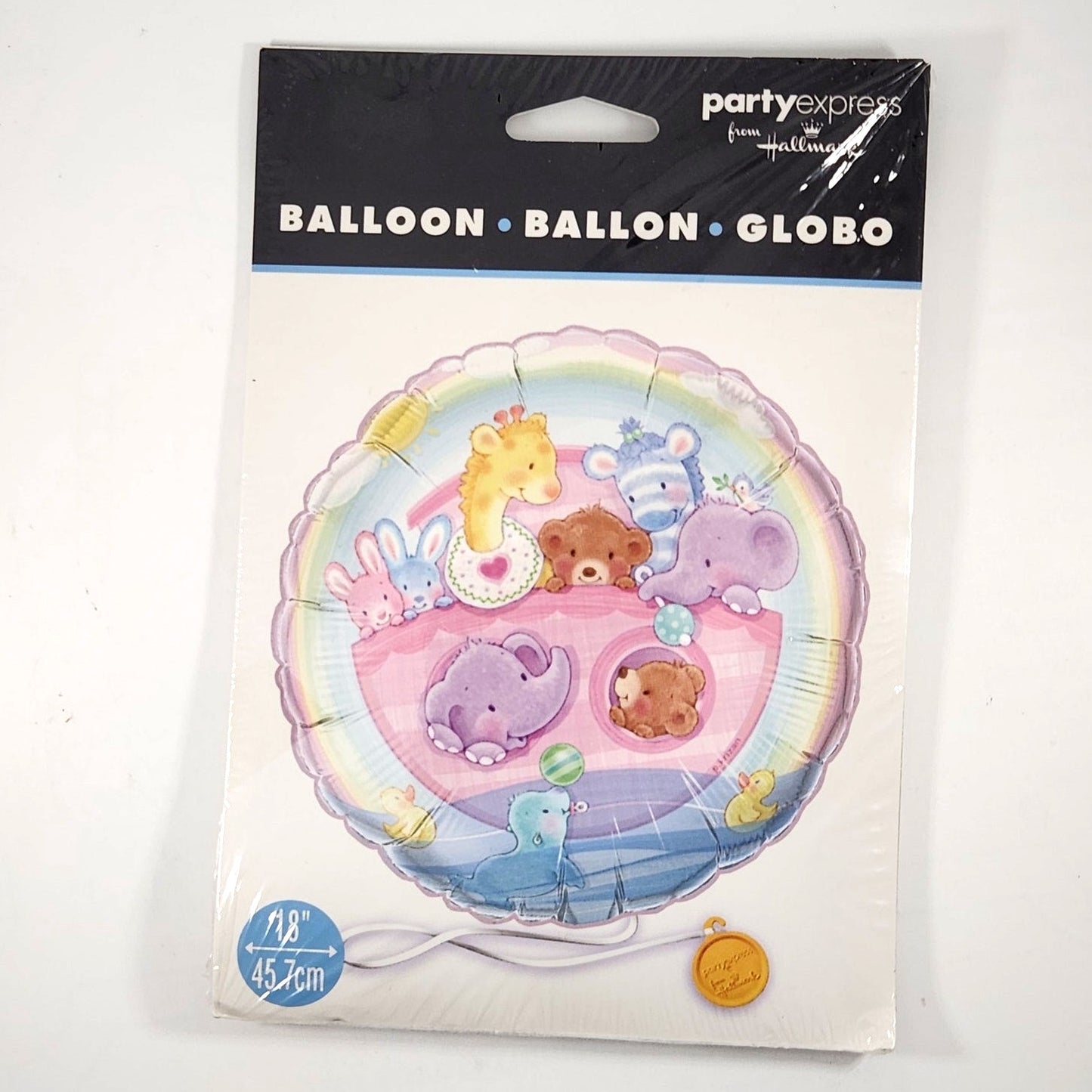 Vintage Hallmark 18” Mylar Balloon • Rainbow Pastel Noah’s Ark Animals • New Sealed