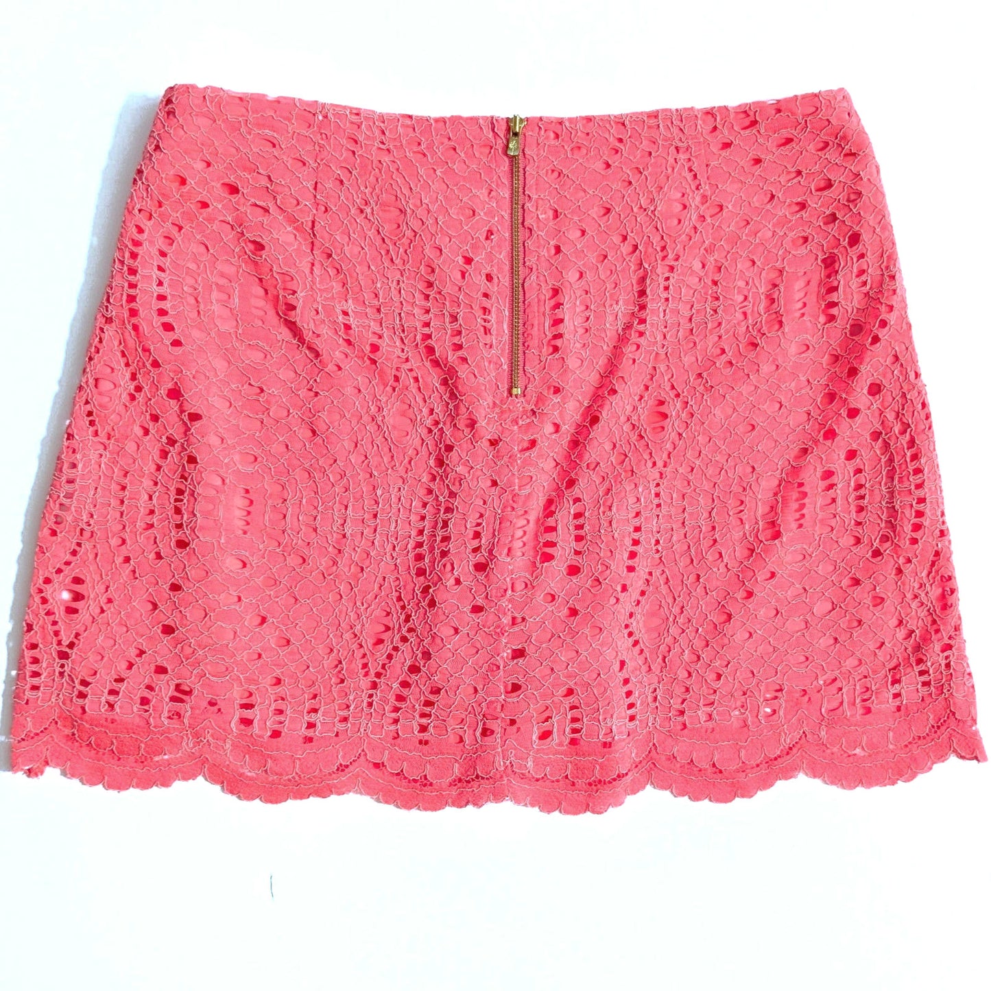 Lilly Pulitzer Alice Skort Coral Pink Eyelet Stretch Mini Skirt Women's Size 0