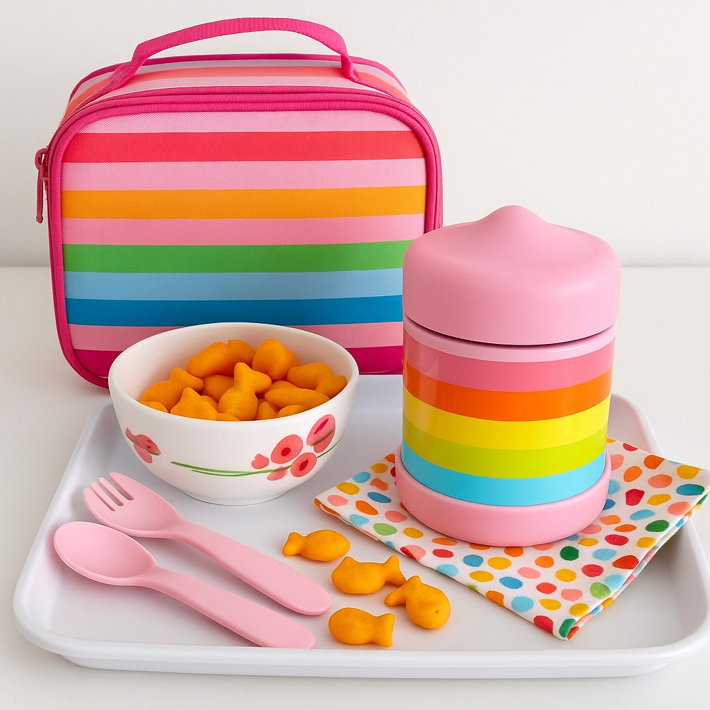 🌈 Pottery Barn Kids Fairfax Hot & Cold Food Jar – Rainbow & Pink – 10oz | Home