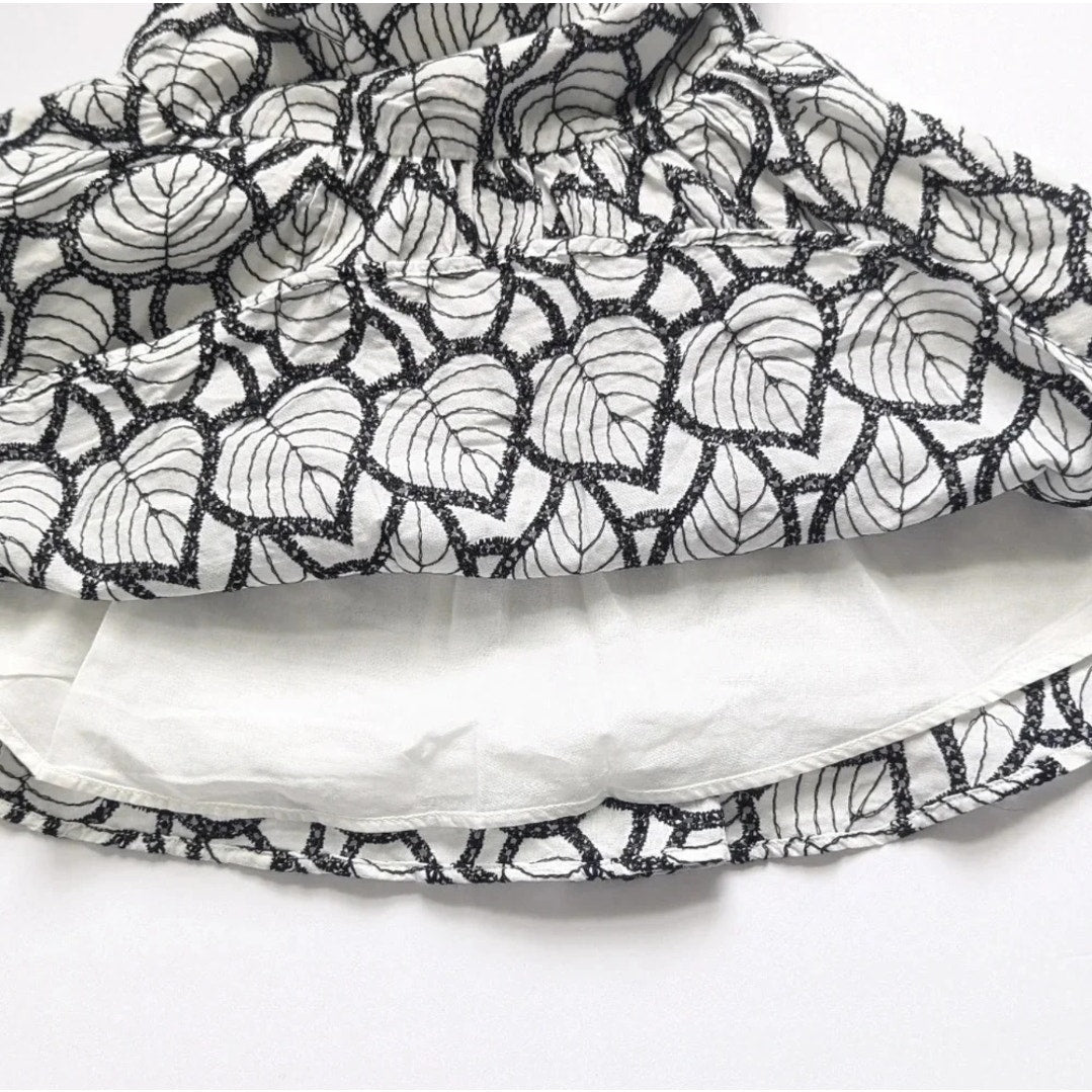 Janie and Jack Palm Leaf Cotton Eyelet Dress in Jet Ivory Black & White Size 2T