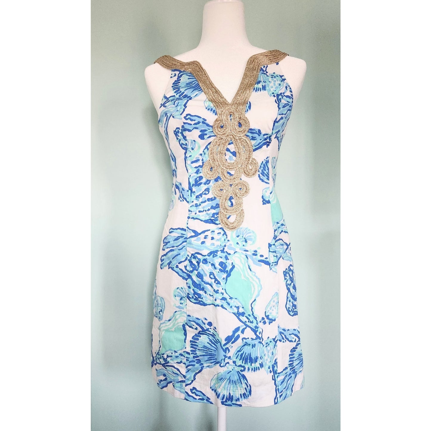 Lilly Pulitzer Women's Emery Barefoot Princess Metallic Soutache Shift Dress Size 2