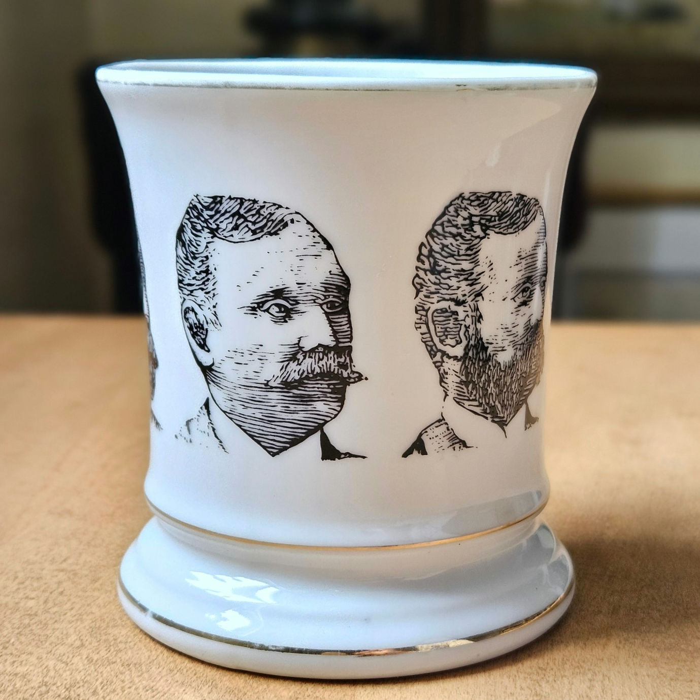 Vintage Mid-Century Viking Mustache Mug | 1960s–70s Pedestal Shaving Mug