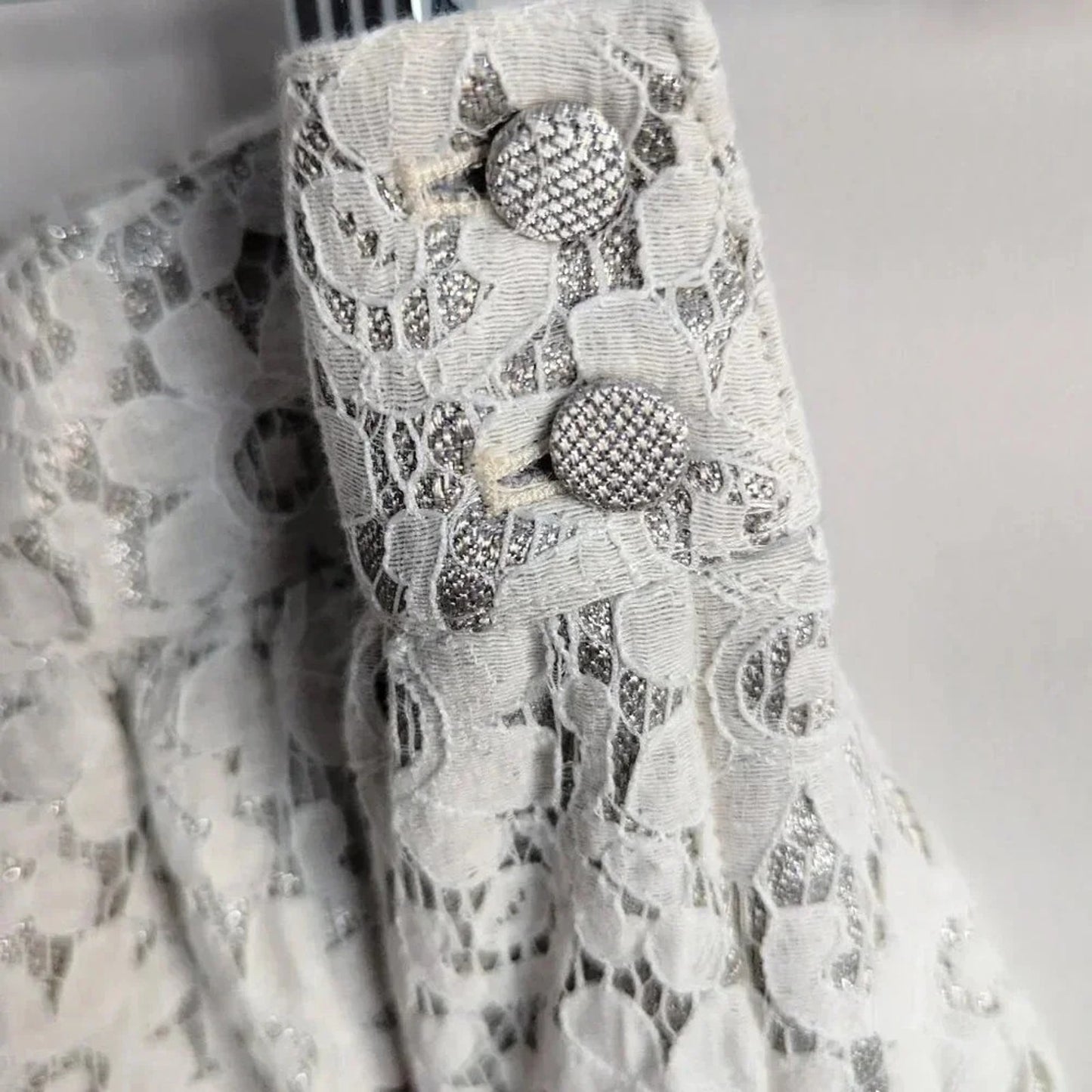 Brooks Brothers Red Fleece Girls Ivory Lace Metallic Adjustable Skirt | Size 12