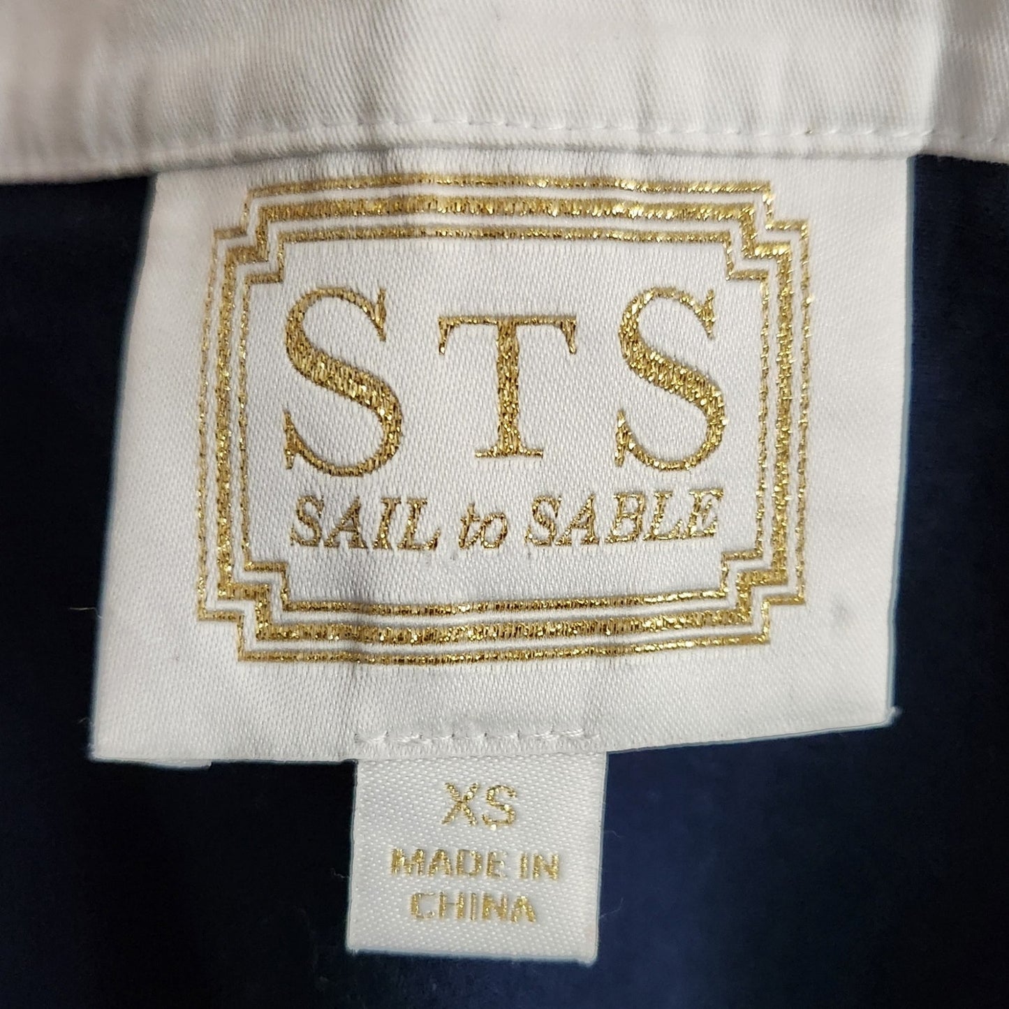 Sail to Sable Navy & White Stretch Cotton Sleeveless Shift Dress Size XS