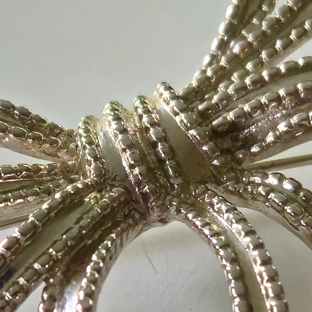 Vintage Trifari Silver Tone Ribbon Bow Brooch