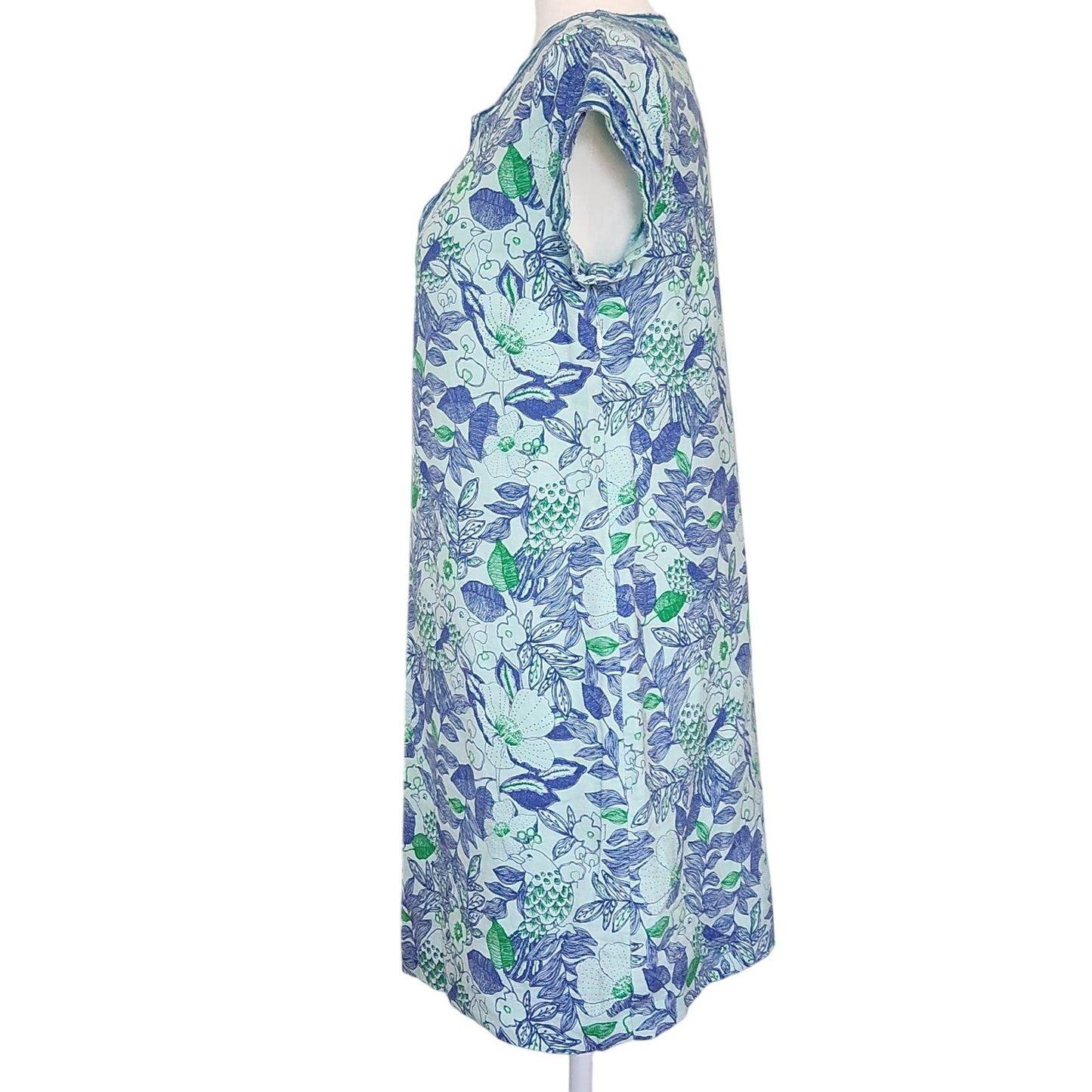 Vineyard Vines Linen Cordia Floral Embroidered Tunic Dress Wintermint Women's Size 4