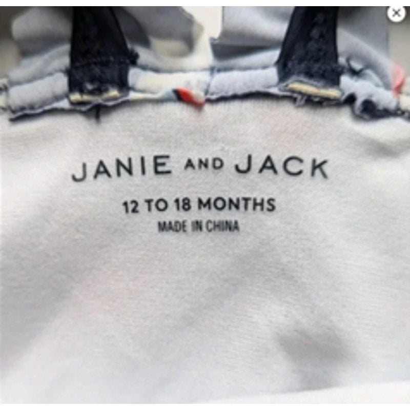 Janie and Jack Navy Blue Merchant Marine Baby Cherry Ruffle Swimsuit Size 12-18 Months