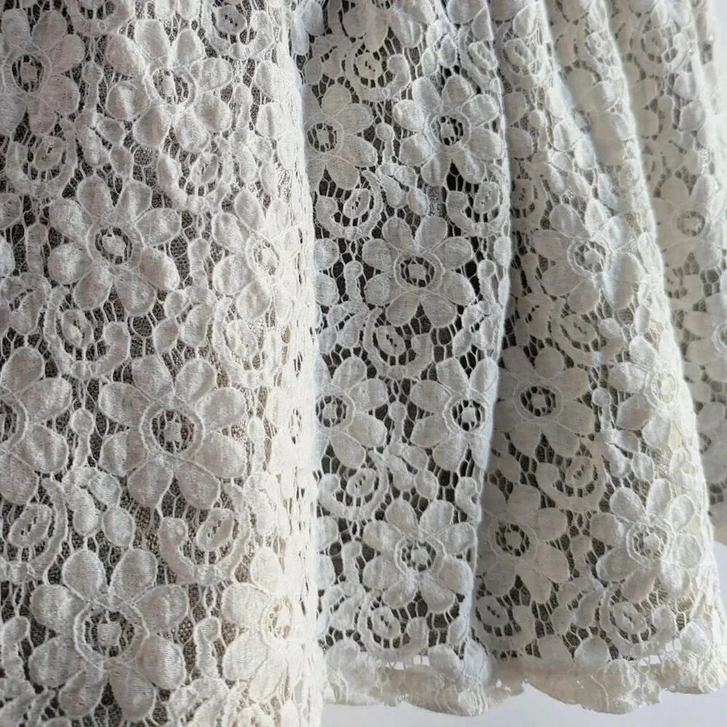 Brooks Brothers Red Fleece Girls Ivory Lace Metallic Adjustable Skirt | Size 12