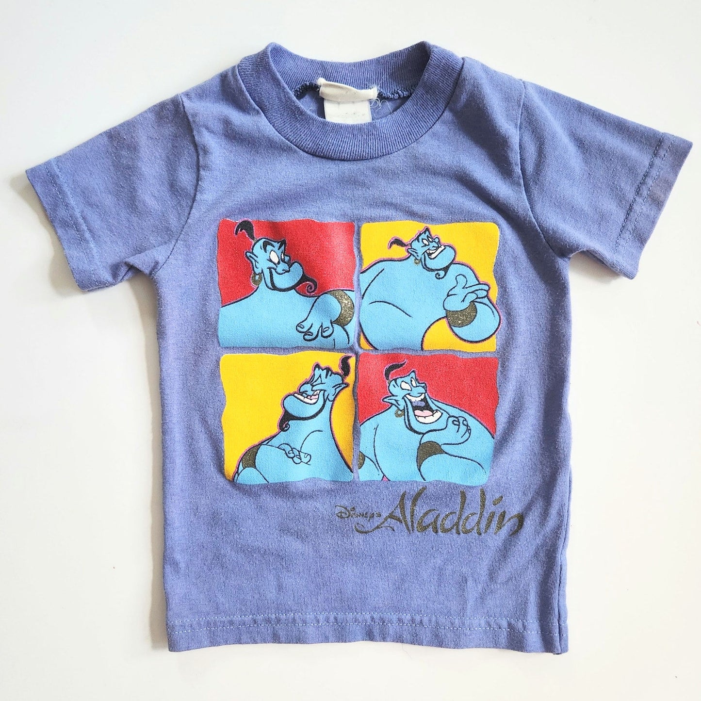 Disney Vintage 1990s Aladdin Toddler Kids Genie Sparkle Blue T-shirt | Size 2T