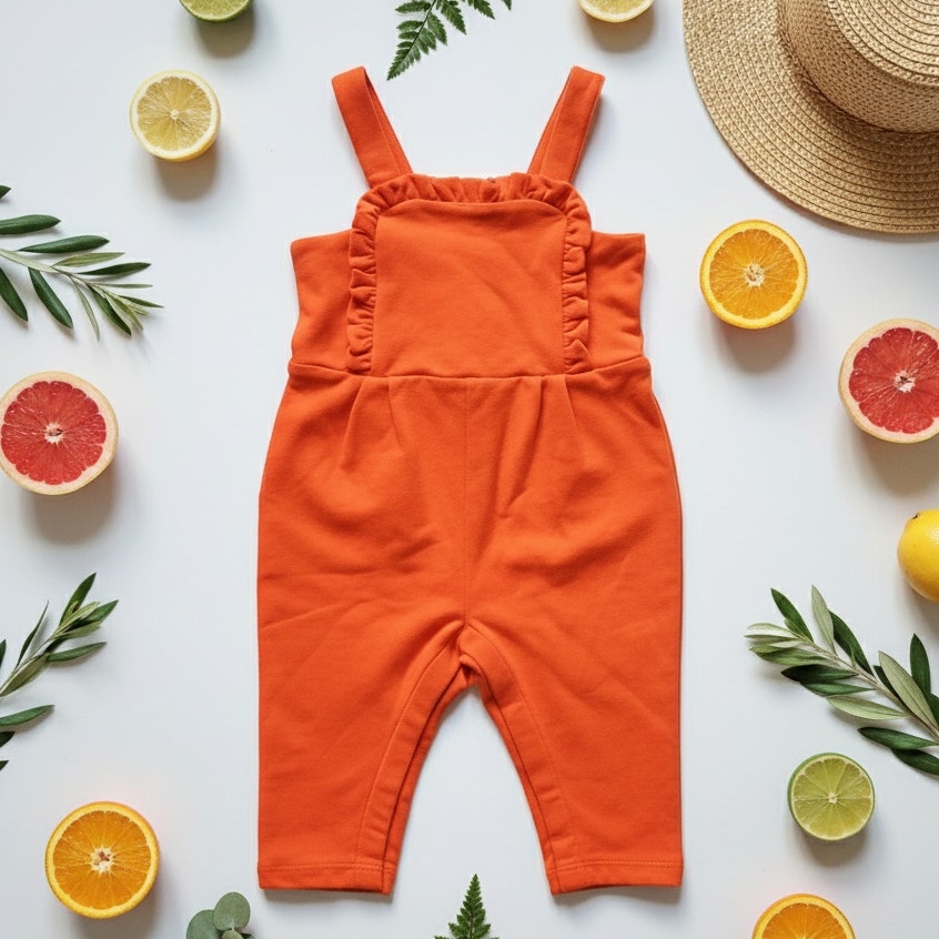 Orange Ruffle Strap Romper | 6–12 Months | NWT