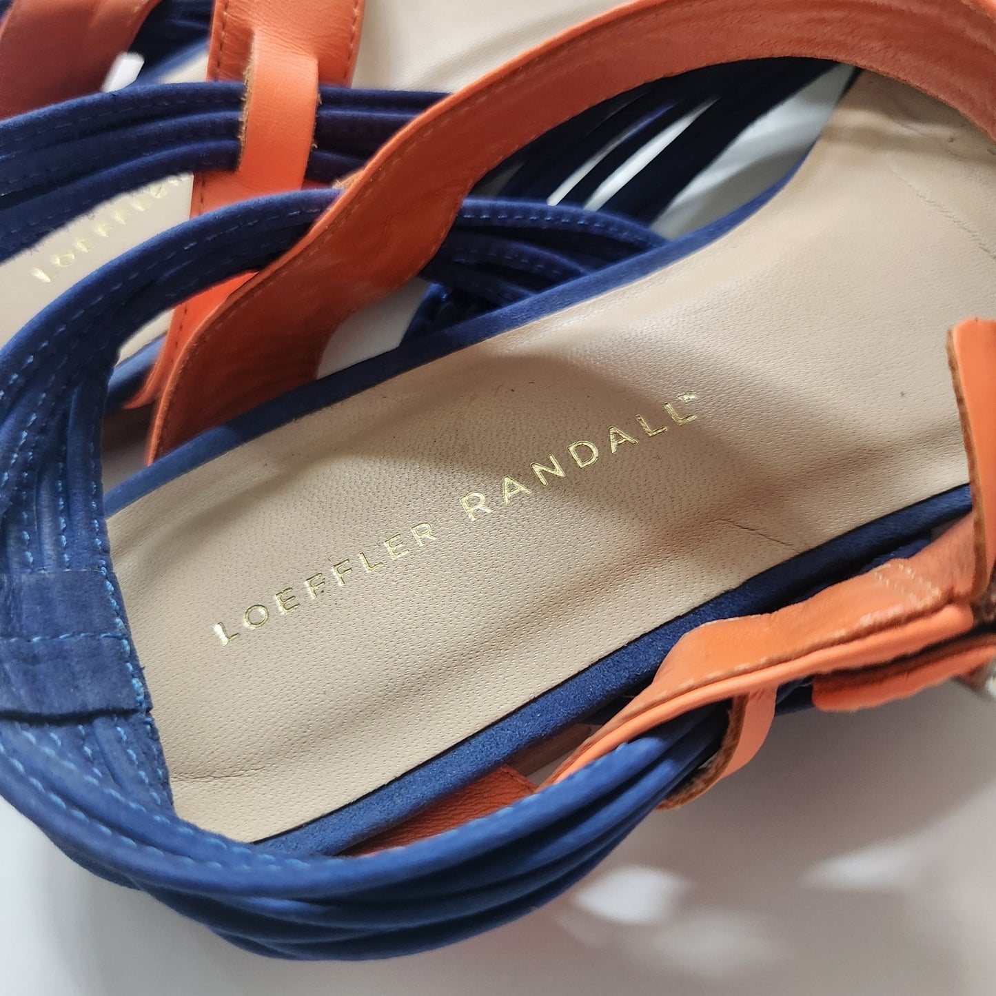 Loeffler Randall Women’s Strappy Flat Sandals Blue Orange Mint Green Suede Size 8