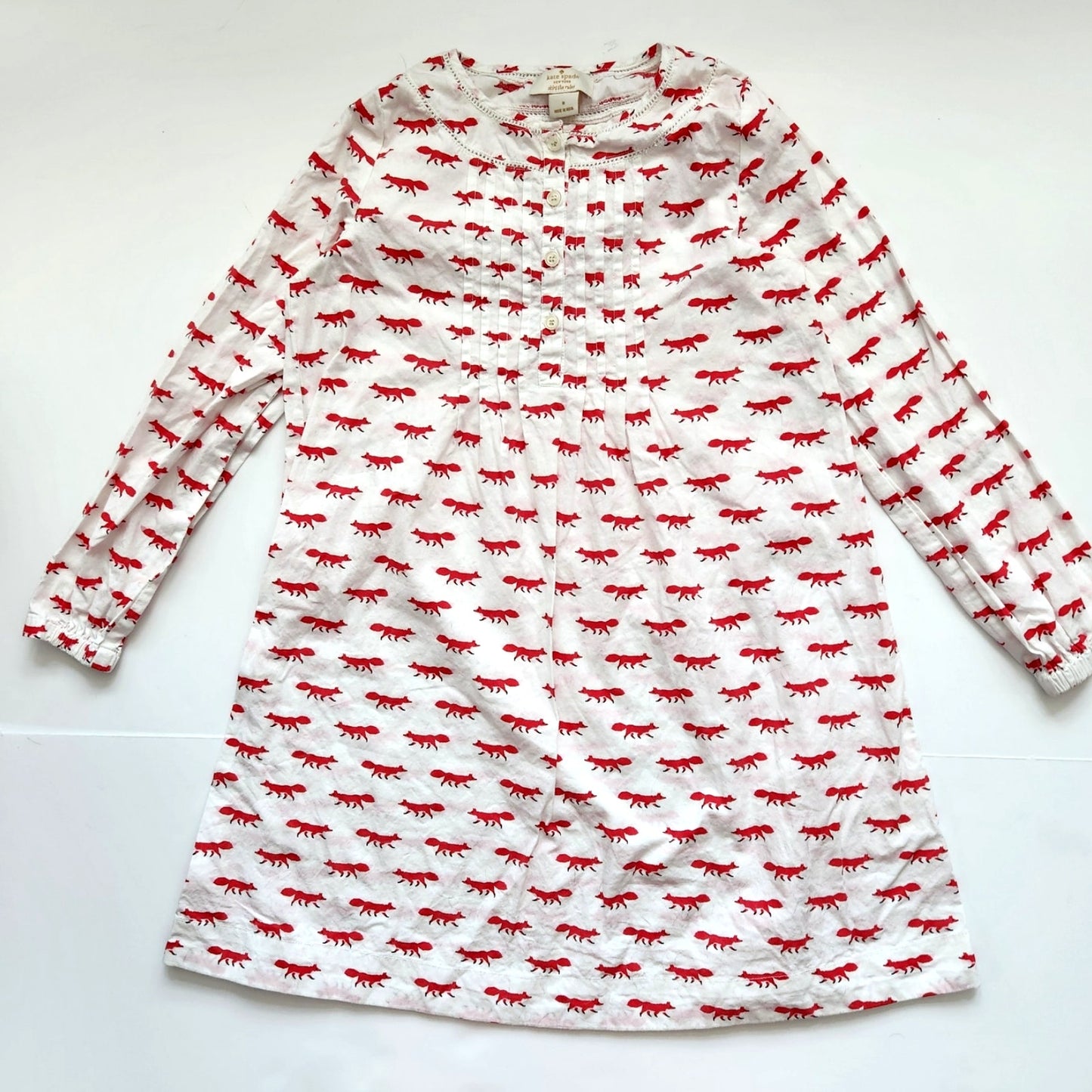So Foxy Foxes Long Sleeve Smocked Dress - Girls Size 8