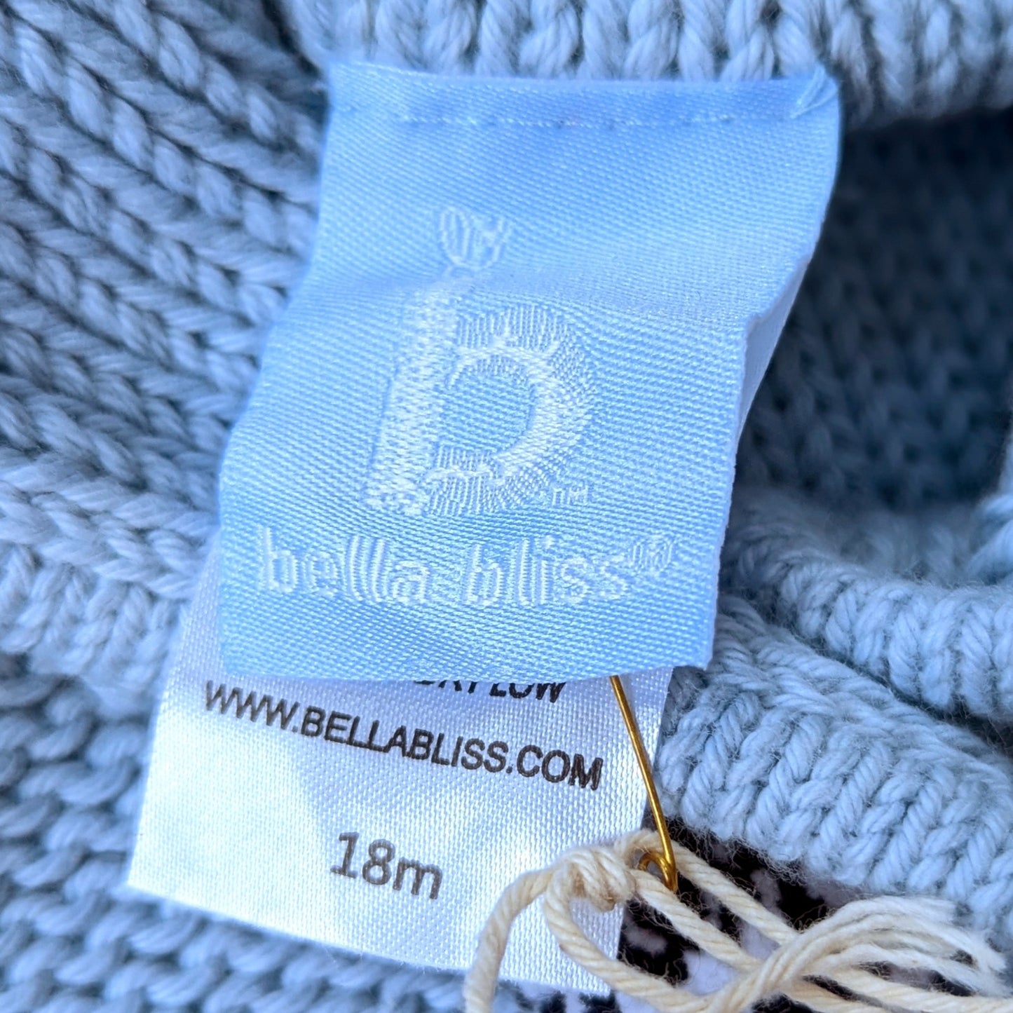 Bella Bliss Baby Blue Hooded Knit Cardigan w/ Pom Pom Buttons & Tassel | Size 18M | NWT