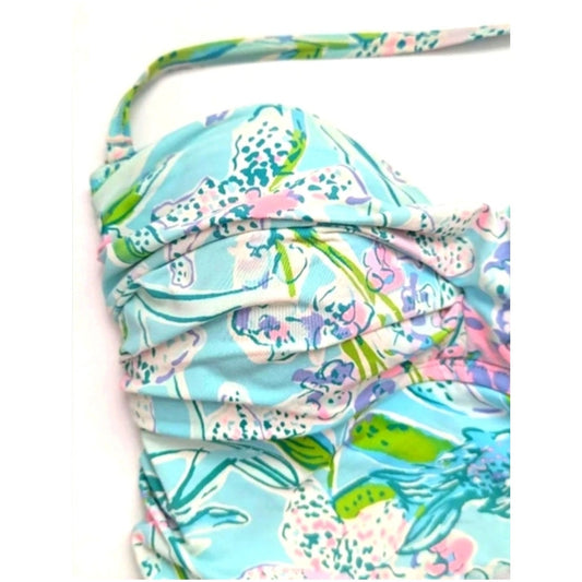 Lilly Pulitzer Women's Flamenco One-Piece Swimsuit Bali Blue Sway This Way Size 8