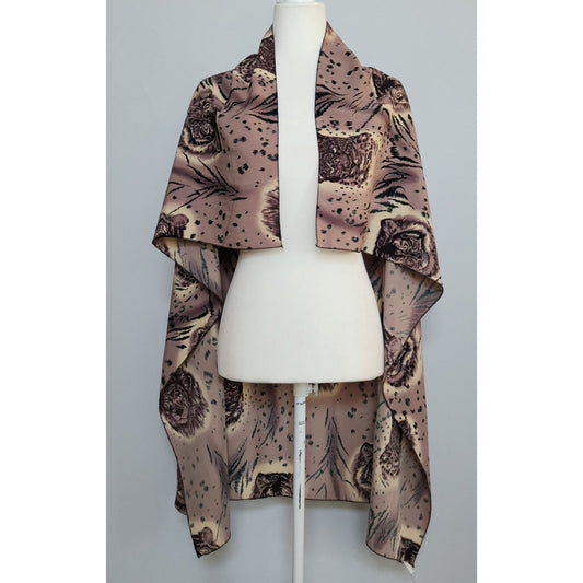 Vintage Safari Animal Print Silk-Feel Scarf – Mauve Square