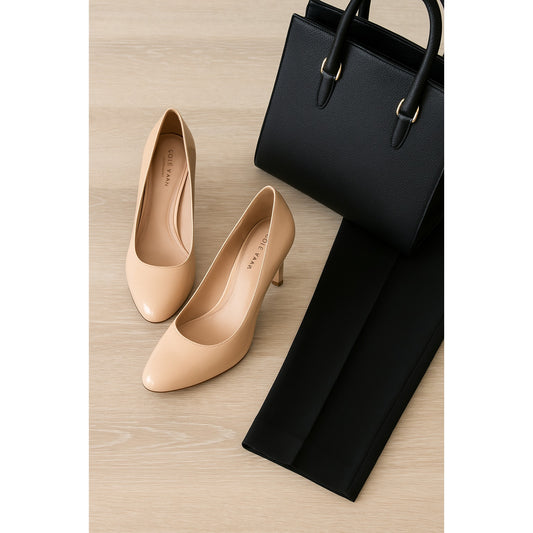 Cole Haan Nude Patent Leather Pumps | Women’s Size 9.5 | Classic Almond Toe Heel