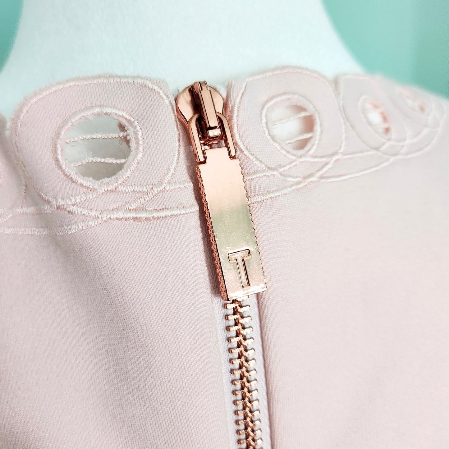 Ted Baker Emalise Pink Sleeveless V-Neck Embroidered Skater Dress Size 2 Women’s Fit & Flare