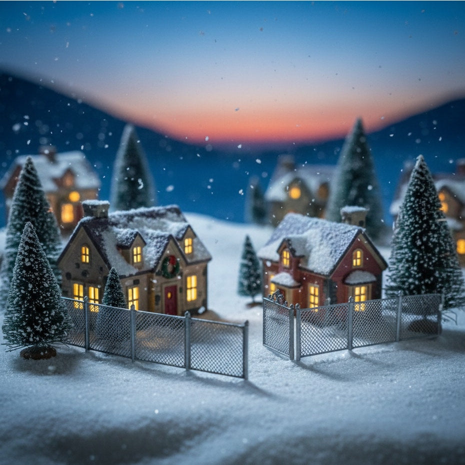 Department 56 “Chain Link Fence With Gate” – Set of 3 Metal Village Accessories (1993)