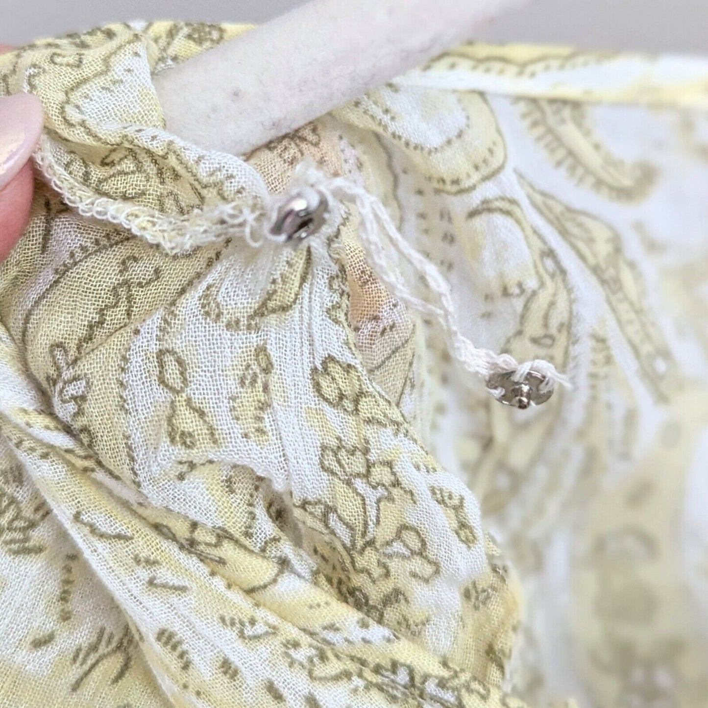 Lucky Brand Yellow Paisley Boho Midi Dress | Women's Size L | Short Flutter Sleeves Lightweight Summer