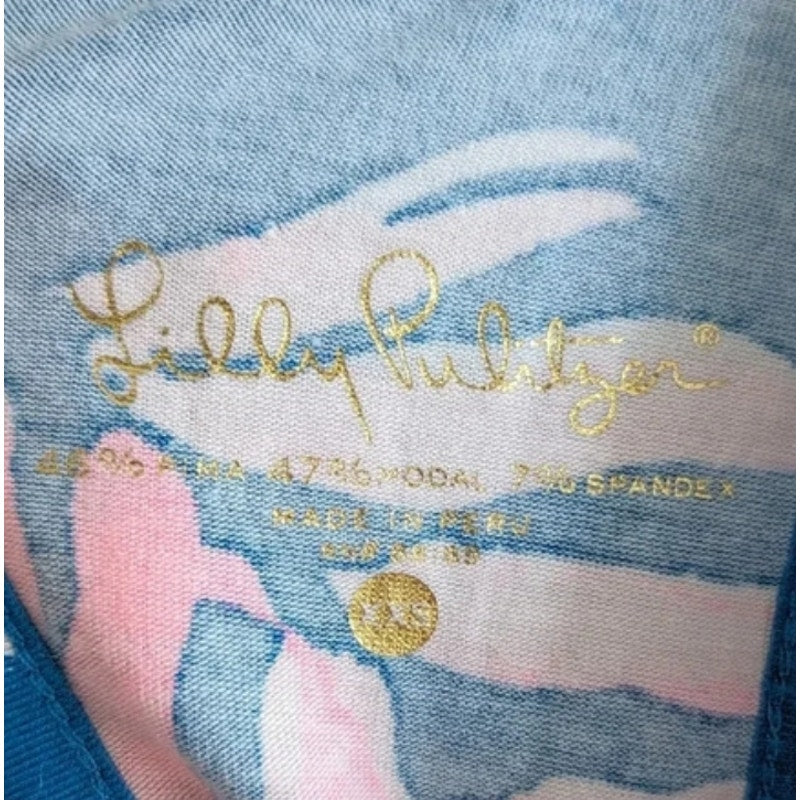 Lilly Pulitzer Women's Noemi Tank in Tidal Wave Size XXS Teal Pink Tassel Pima Cotton