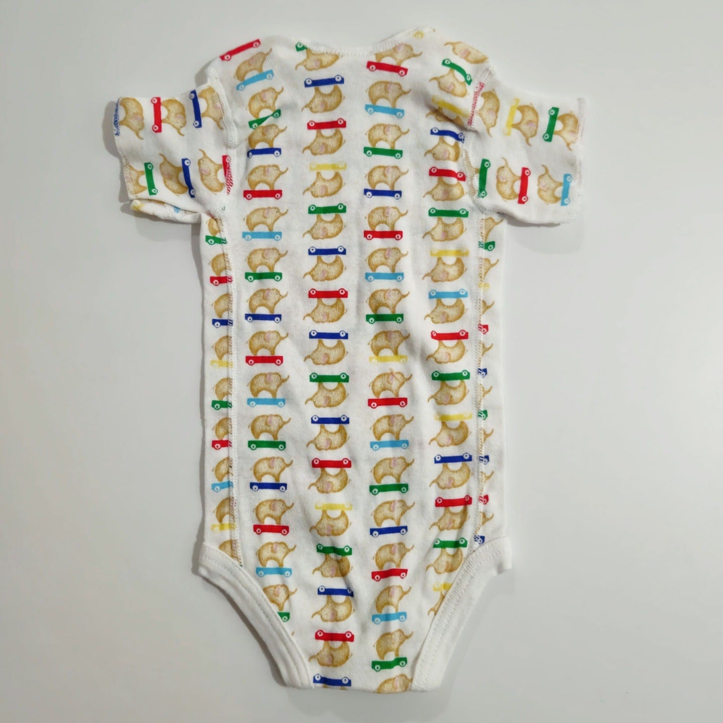 Vintage 1990s Carter's Elephant on Skateboard Baby One-Piece Bodysuit 6-9M