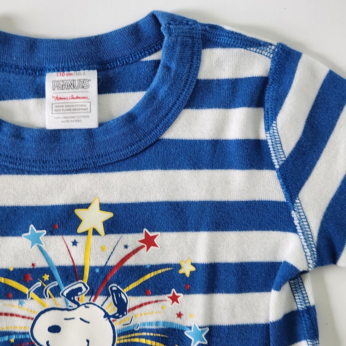 Hanna Andersson x Peanuts Kids Snoopy Fireworks Short John Pajama Top Size 110 cm | 5