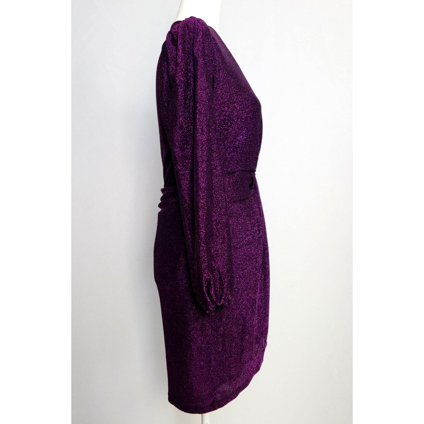 Saylor Holliday Purple Metallic Faux Wrap Mini Dress | Women's M
