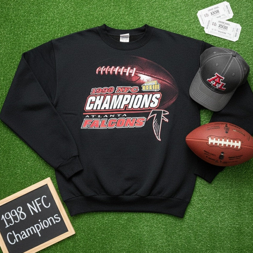 Vintage 1998 Atlanta Falcons NFC Champions Sweatshirt – Made in USA – Size Large