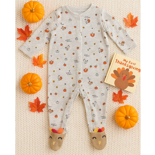 Thanksgiving Footie Pajamas – Turkey Snap Sleep & Play Unisex - 3M