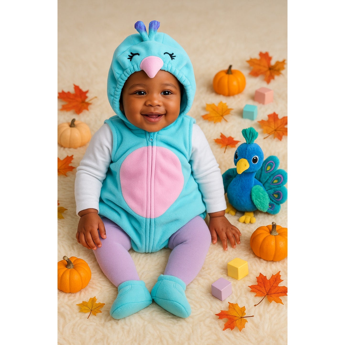 🦚 Carter’s Baby Turquoise Peacock Peachick Bubble Costume – Size 3-6 Months