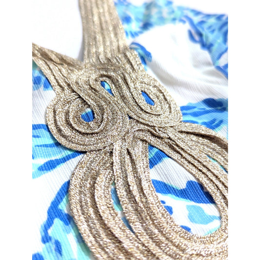 Lilly Pulitzer Women's Emery Barefoot Princess Metallic Soutache Shift Dress Size 2