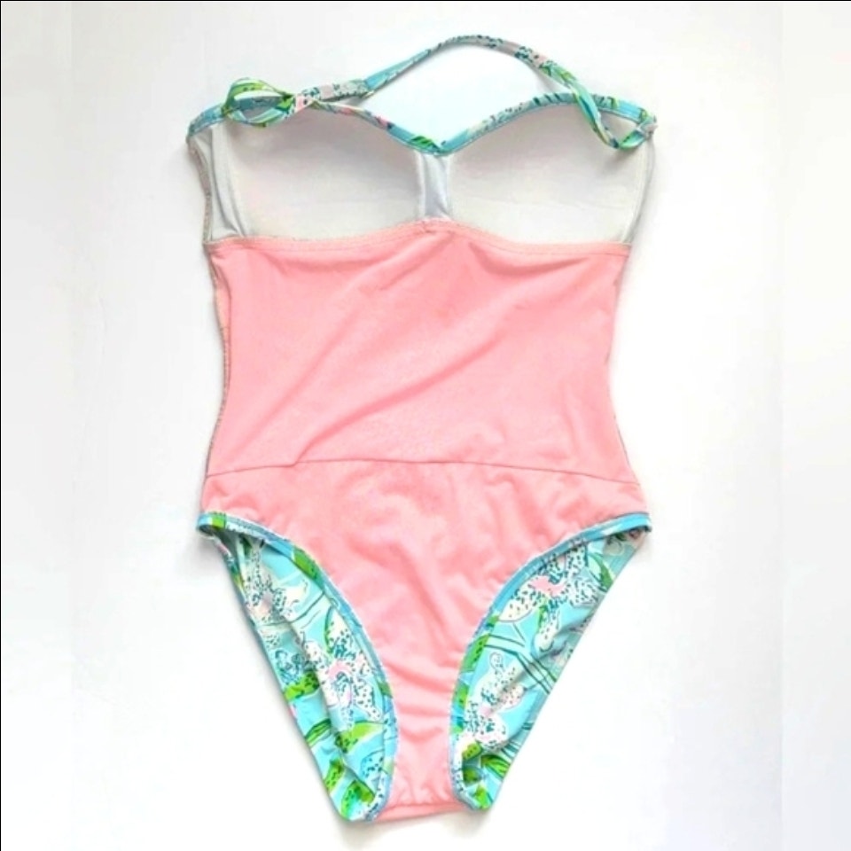 Lilly Pulitzer Women's Flamenco One-Piece Swimsuit Bali Blue Sway This Way Size 8