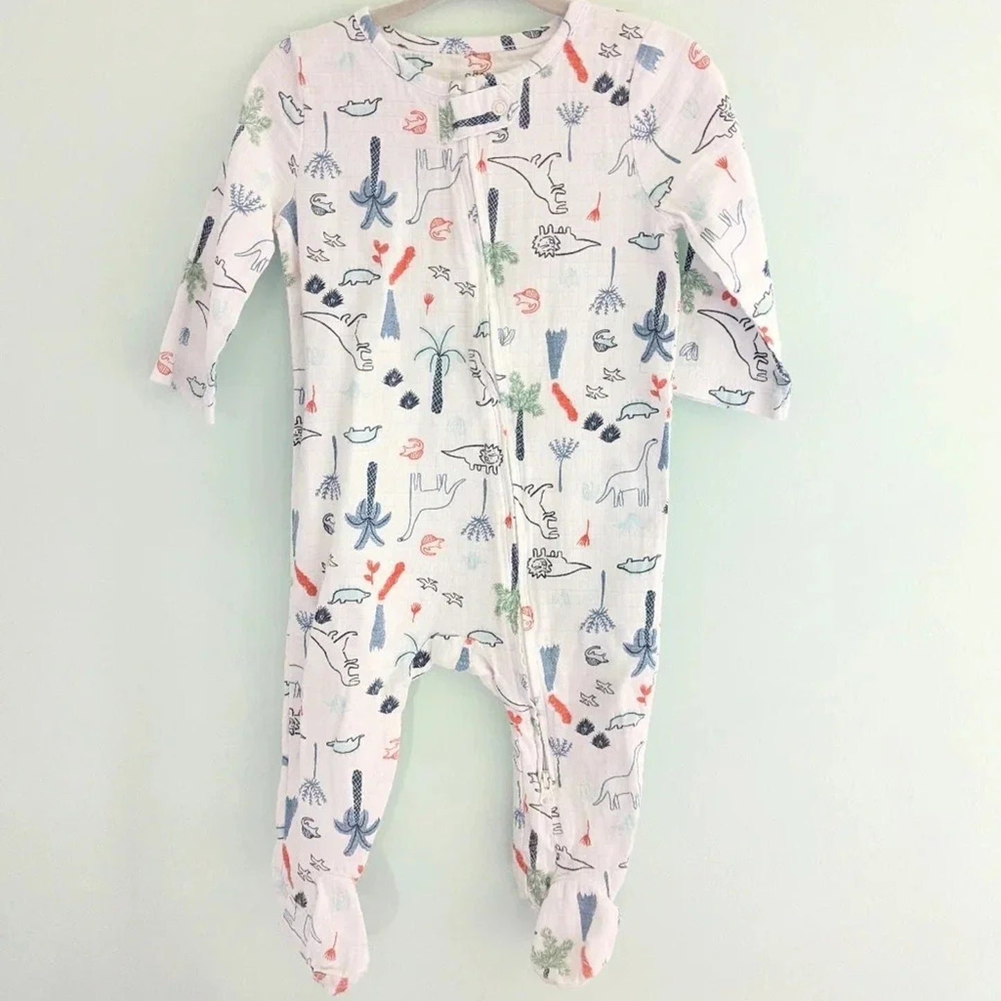 Dinotime Infant Long Sleeve Muslin Footie Zippy | Size 6-9 Months