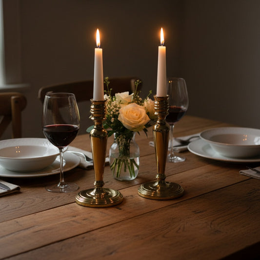 Pair of Vintage Baldwin Brass Candlestick Holders – Classic Gold Decor, Taper Candle