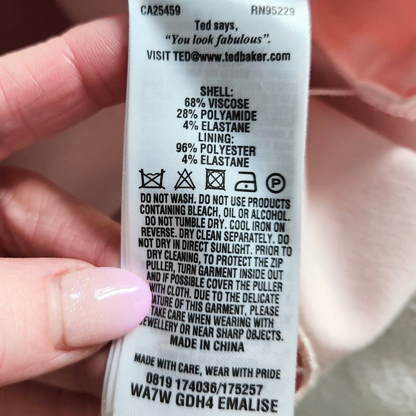 Ted Baker Emalise Pink Sleeveless V-Neck Embroidered Skater Dress Size 2 Women’s Fit & Flare