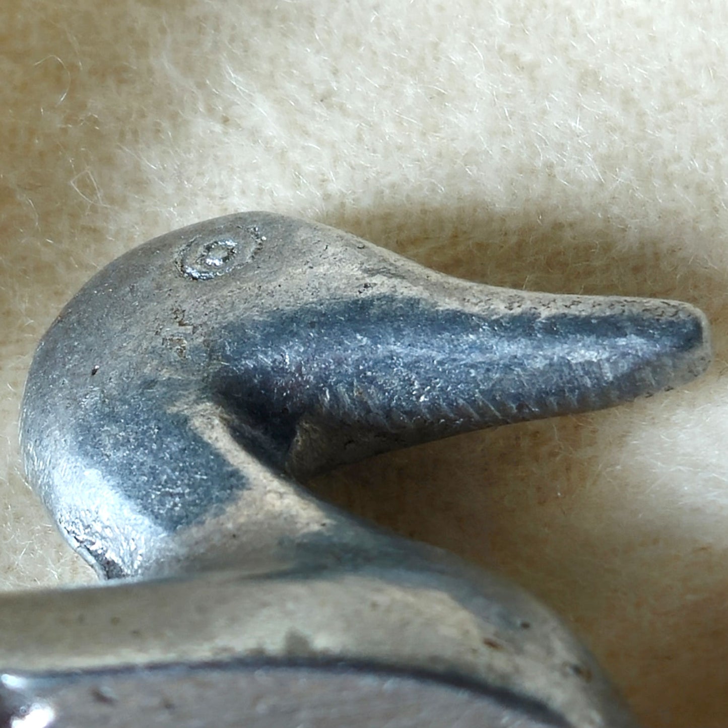 Mini Mid Century Aluminum Duck | 1960s Modernist Silver Sculpture | Tiny Shelf Accent