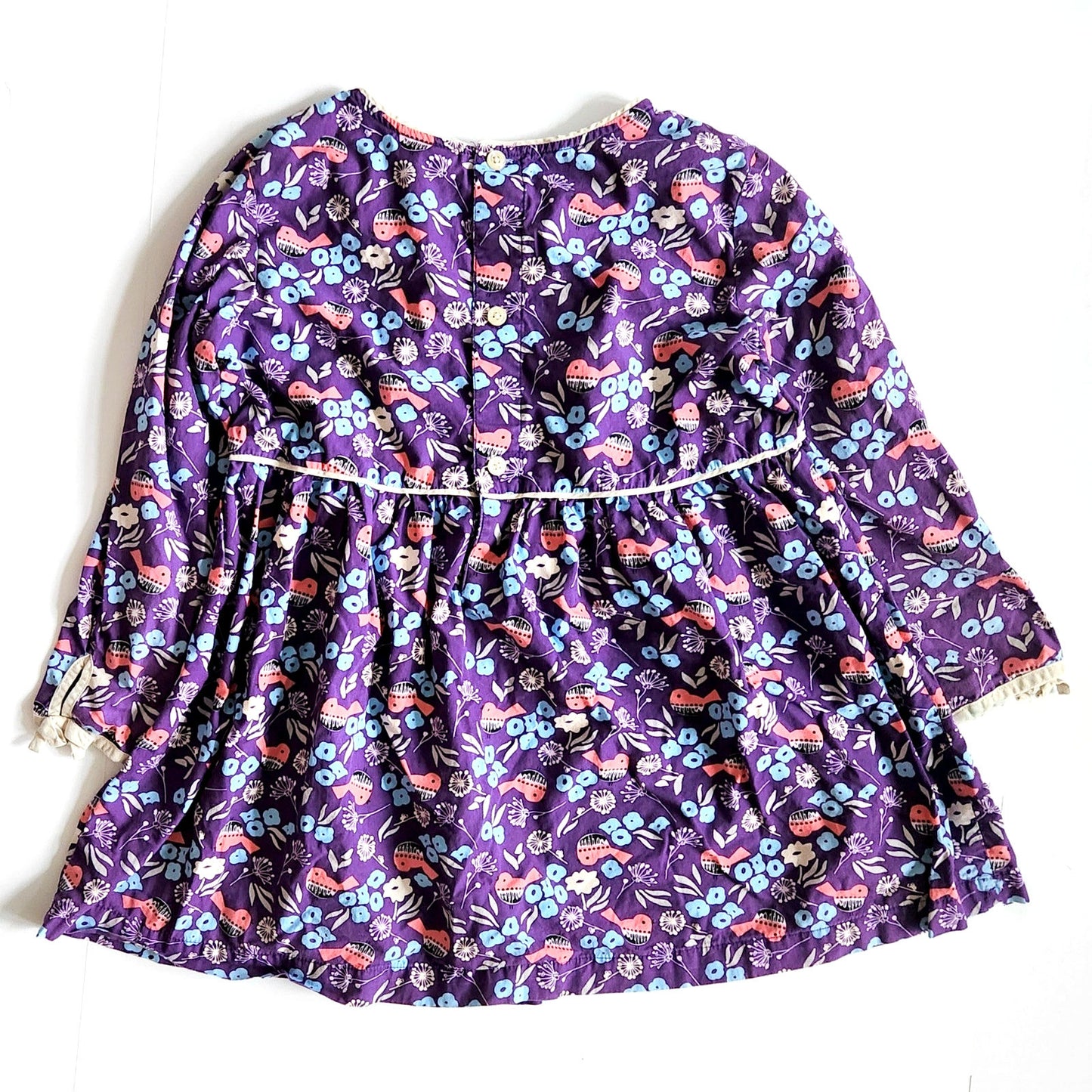 Hanna Andersson Purple & Pink Bird Print Tunic Blouse | Girls 14-16 / 160 cm