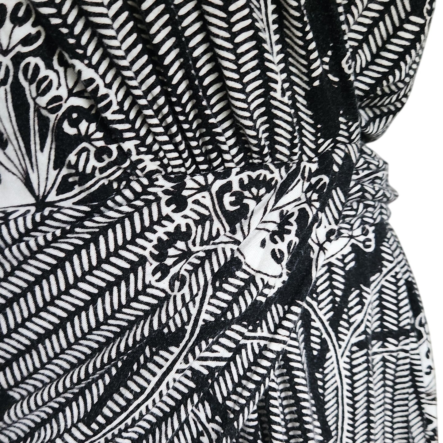 Anthropologie Deletta Lorine Faux Wrap Top | Black White Floral Chevron | Women's M