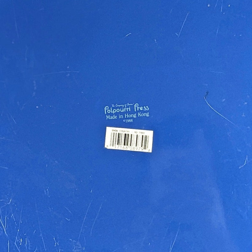 Vintage 1980s Potpourri Press Christmas Tray – Winter Scene with House, Sleigh & Tree, Signed WIM Schimmer, Holiday Home Collectible