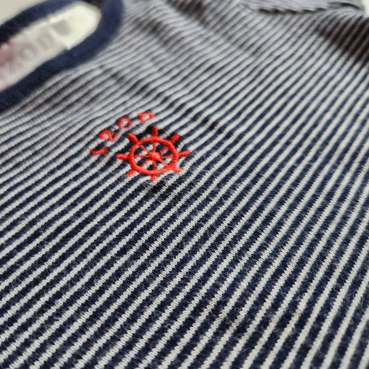 Izod Navy Blue & White Striped Drop Waist Short Sleeve Cotton Dress Size 2T