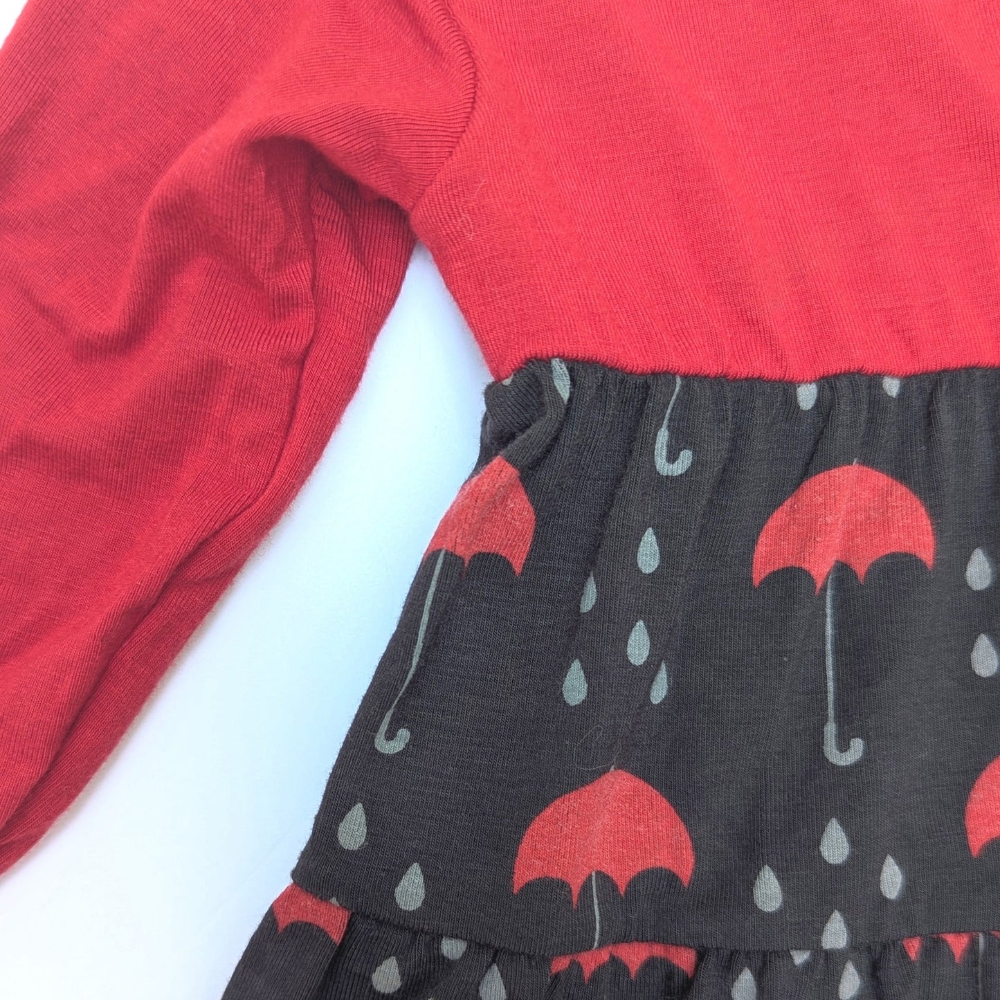 KicKee Baby Bamboo Umbrellas & Rain Clouds Long Sleeve Dress | Size 6-12M | NWT