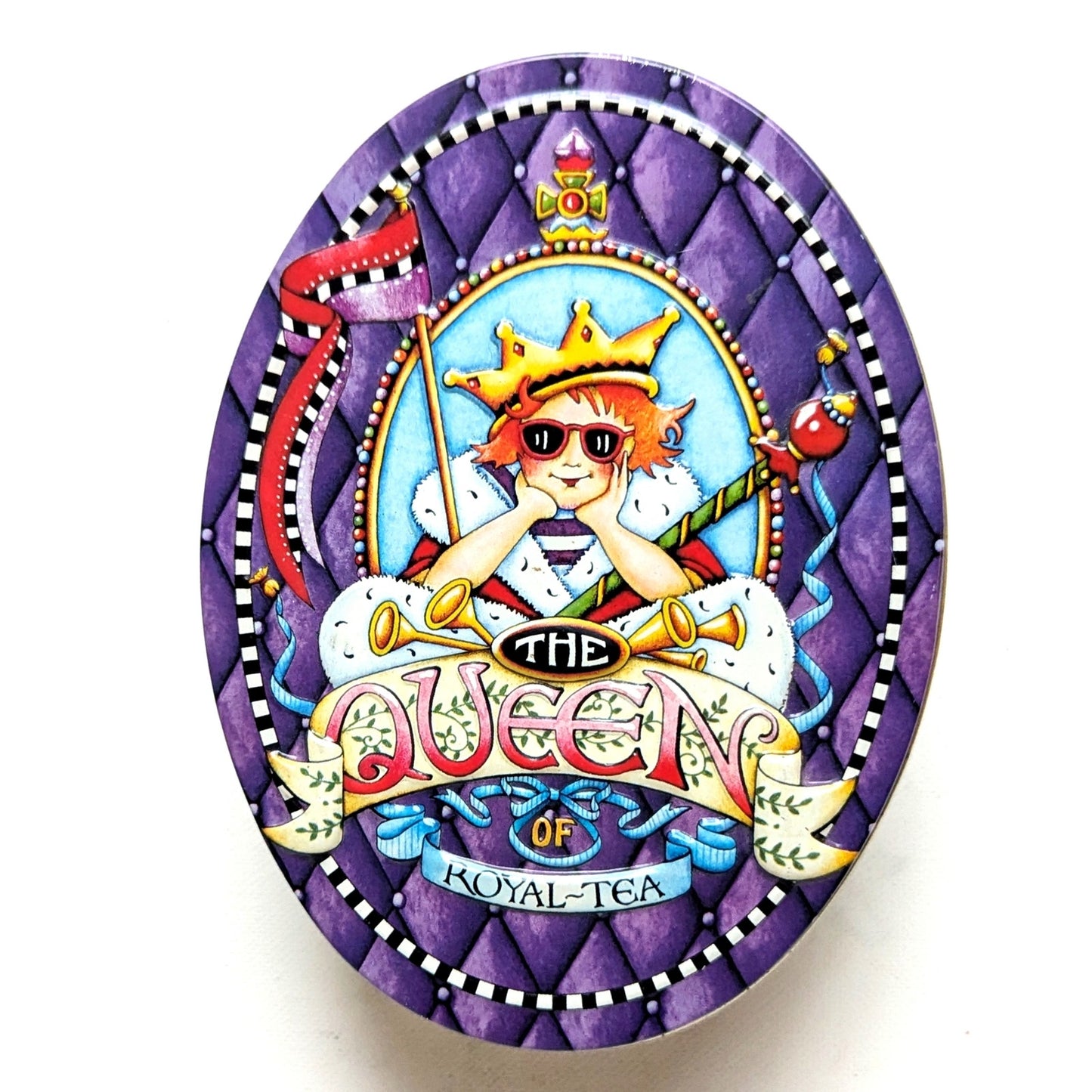 Mary Engelbreit Queen of Royal-Tea Tin | Vintage Collectible Storage Box | Queen of Everything Theme | Home