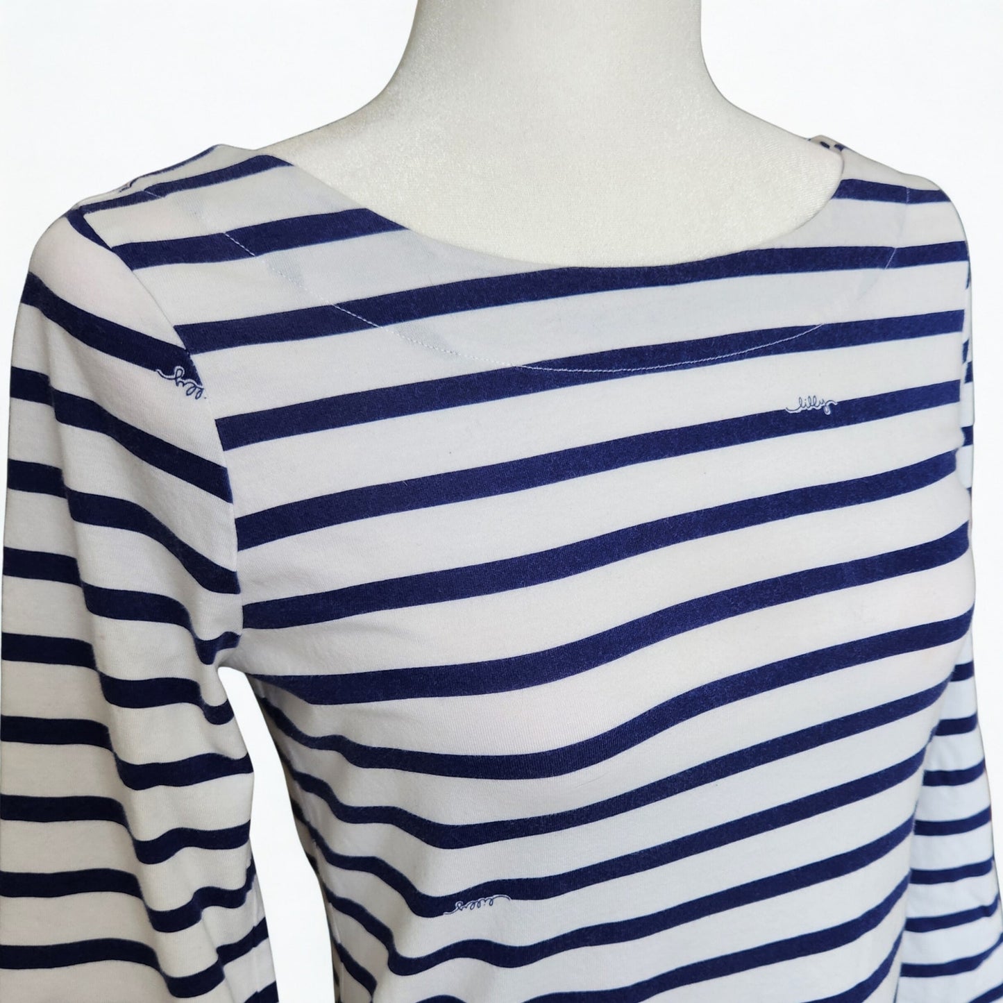 Lilly Pulitzer Beacon Blue Serene Striped Peacock Engineered Dress – Women's Small