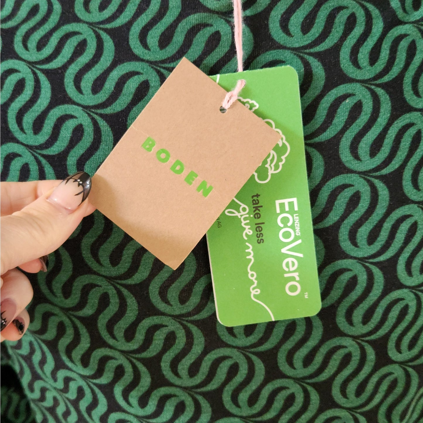 Abigail Long Sleeve Green Geo Jersey Dress | NWT | Women's US 8 UK 12